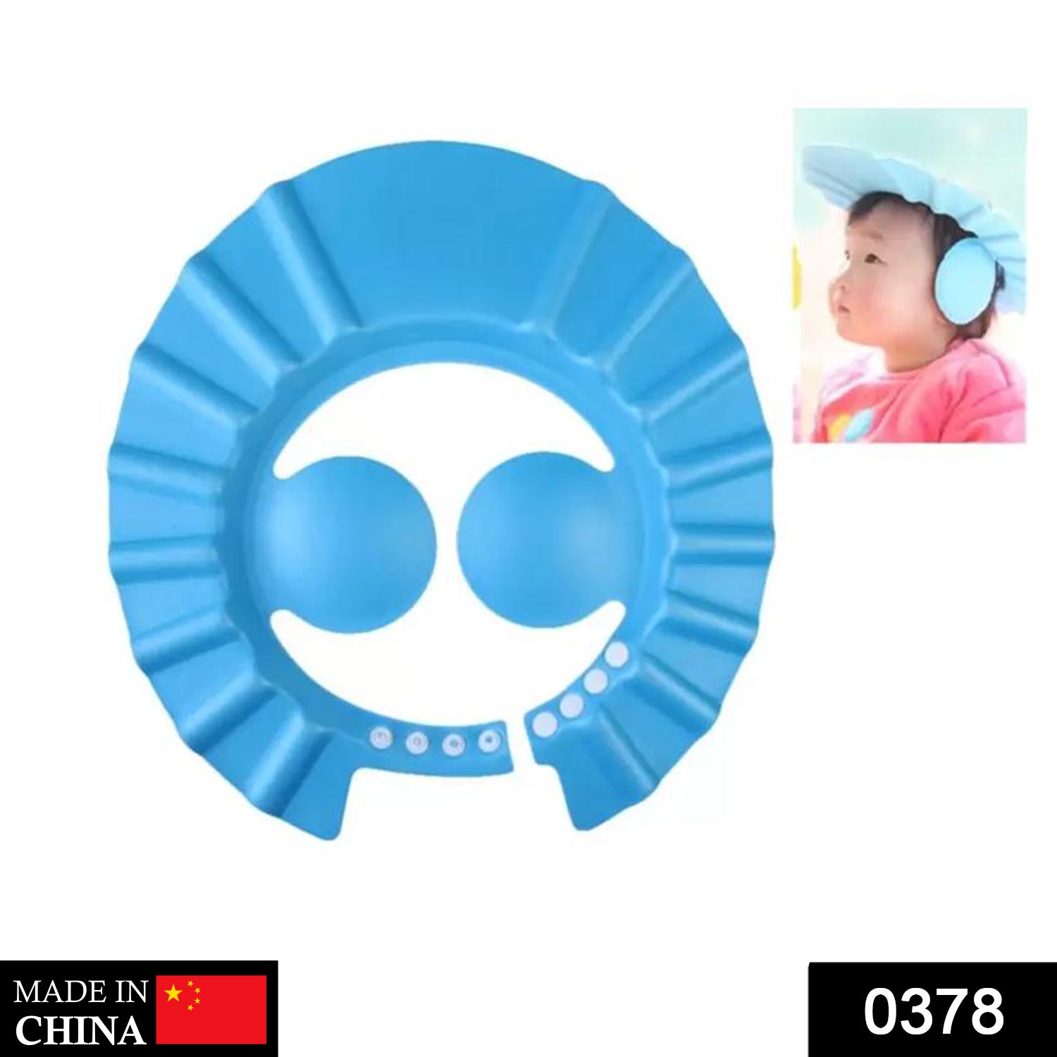 Soft shower cap for babies with adjustable fit. Soft shower cap for babies with adjustable fit.